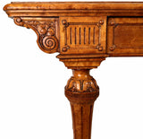 Antique Regency Birdseye Maple Writing Table, Tooled leather top, 1830