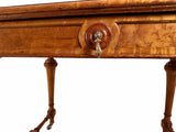 Antique Regency Birdseye Maple Writing Table, Tooled leather top, 1830
