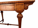 Antique Regency Birdseye Maple Writing Table, Tooled leather top, 1830