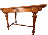 Antique Regency Birdseye Maple Writing Table, Tooled leather top, 1830
