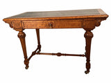Antique Regency Birdseye Maple Writing Table, Tooled leather top, 1830