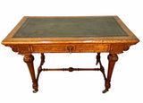 Antique Regency Birdseye Maple Writing Table, Tooled leather top, 1830