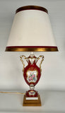 Pair of French Porcelain Red and Gilt Vases (Now Lamps)