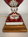 Pair of French Porcelain Red and Gilt Vases (Now Lamps)