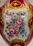 Pair of French Porcelain Red and Gilt Vases (Now Lamps)