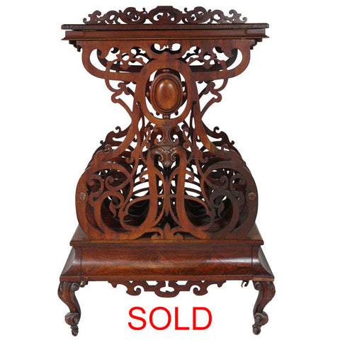 Victorian Rosewood Fretwork Canterbury