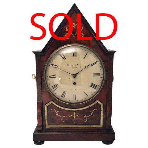 British/Canadian Eight Day Mantel Timepiece in Mahogany and Cut-Brass Case