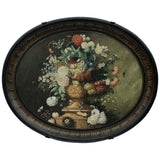 Victorian Papier Mâché Oval Tray, Painted with Flowers
