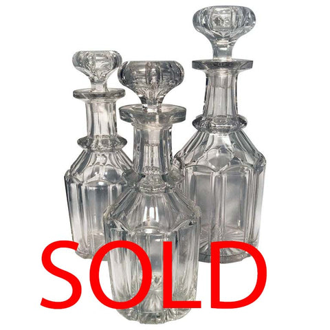 Set of Three Victorian Crystal Decanters