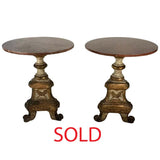 Pair of 19th Italian Torcheres, Now with Marble Tops