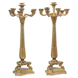 Large Pair of Antique Charles X Style French Bronze Candelabra