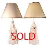 Pair of Copeland Figural Parianware Table Lamps