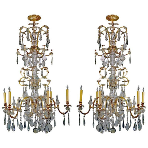 Rare Pair of Large French 19th Century Chandeliers