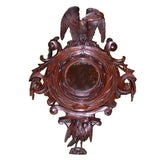 Continental  Carved Oak Convex Mirror with Bracket Shelf
