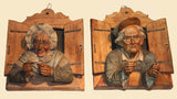 Pair of Wall Plaques Modelled as an Old Couple