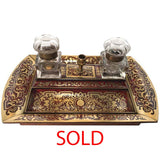 Napoleon lll Boulle Cut Brass and Scarlet Inkstand