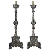Pair of Large Late 18th Century Plated Neoclassical Candlesticks
