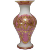 Baccarat White Opaline Glass Vase Pink Overlaid and Gilt