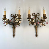 Antique Pair of French Louis XV Style Bronze Wall Sconces