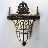 Pair of American Early 20th Century Bronze and Leaded Glass Wall Sconce