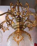 American Victorian Cut Glass and Gilt Bronze Chandelier