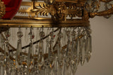 French Neoclassical Style Gilt Bronze and Ruby Glass Chandelier