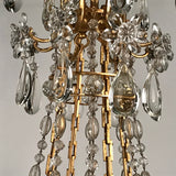 Antique French Louis XV style Eight-Light Gilt Bronze and Crystal Chandelier