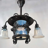 American Wrought Iron and Opaline Glass Gas/Electric Lantern