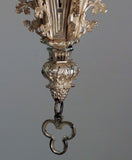 French Neo-Gothic Silvered Bronze Hanging Fixture