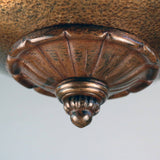 American  Neo-Classical Bronze Hemispherical Martele Ceiling Fixture