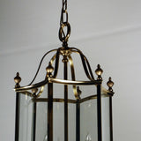 Neoclassical Brass and Bent Glass Lantern