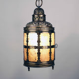 Arts and Crafts Brass and Mica Hanging Lantern