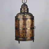 Arts and Crafts Brass and Mica Hanging Lantern