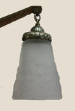 French Art Deco Patinated Bronze Pendant with Three Art Glass Shades
