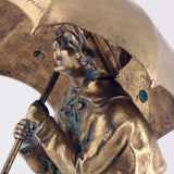 Chiparus Bronze Figure, Girl with Umbrella