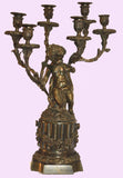 Pair of Bronze Figural Six-Arm Candelabra