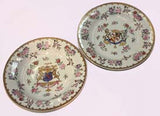 Set of Four Chinese Export Style Hand-Painted Armorial Cabinet Plates by Samson