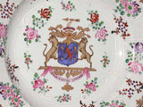 Set of Four Chinese Export Style Hand-Painted Armorial Cabinet Plates by Samson