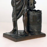 Antique French Amusing Bronze Figure of Diogenes, a Desk Set