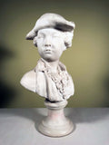 Pair of French White Cast Marble Busts of Children