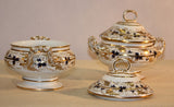 Pair of Derby Covered Sauce Tureens and Shell Form Dishes