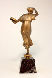 Bronze Sculpture of Lady with Tambourines Signed S Lugli