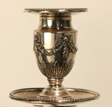 Pair of Victorian Adam Style Four-Light Silver Candelabra