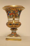 Pair of Paris Empire Style Porcelain Urns, Painted and Gilt