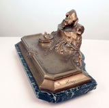 Bronze Inkstand modeled as a stalking cat