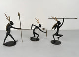 Set of Three Hagenauer Ebonized Bronze Figures of African Hunters