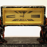 French Cold-Painted Bronze and Marble Art Deco Chinoiserie Mantel Clock