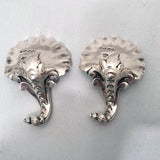 Pair Victorian Cast Silver Scallop Shell Caddy Spoons