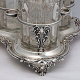 Triple Decanter Tantalus Set with Silver Plated Stand