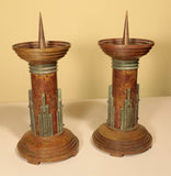 Set of Six Art Deco Bronze Candlesticks
